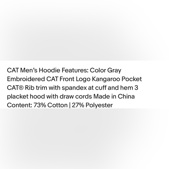 CAT KANGAROO POCKET GRAY HOODIE XL - Picture 5 of 5